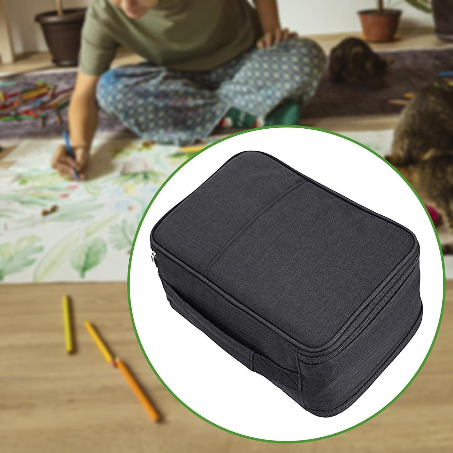 Generic 300 Slots Colored Pencil Organizer Marker Carrying Pouch 5 Layers Pouch Portable Marker Case for Student Artist Makeup Brushes Stationery, Black image number 3