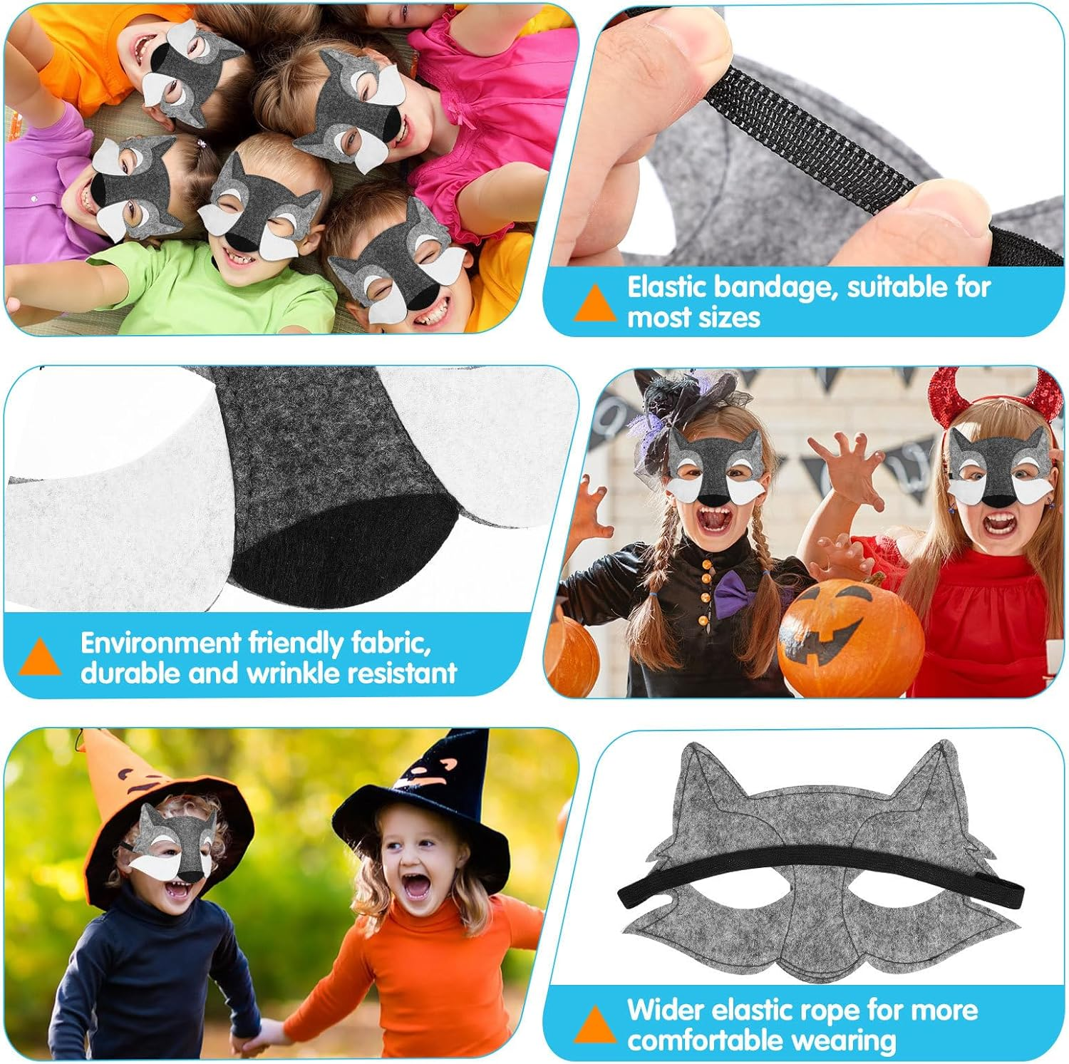 Jojofuny Kids Wolf Moving Jaw 3Pcs Animal Costume Mask Wolf Nose Wolf Party Supplies Animal Masks for Adults Wolf Party Masks Cosplay Mask Masquerade Mask Face Half Lovers Hairy Grey