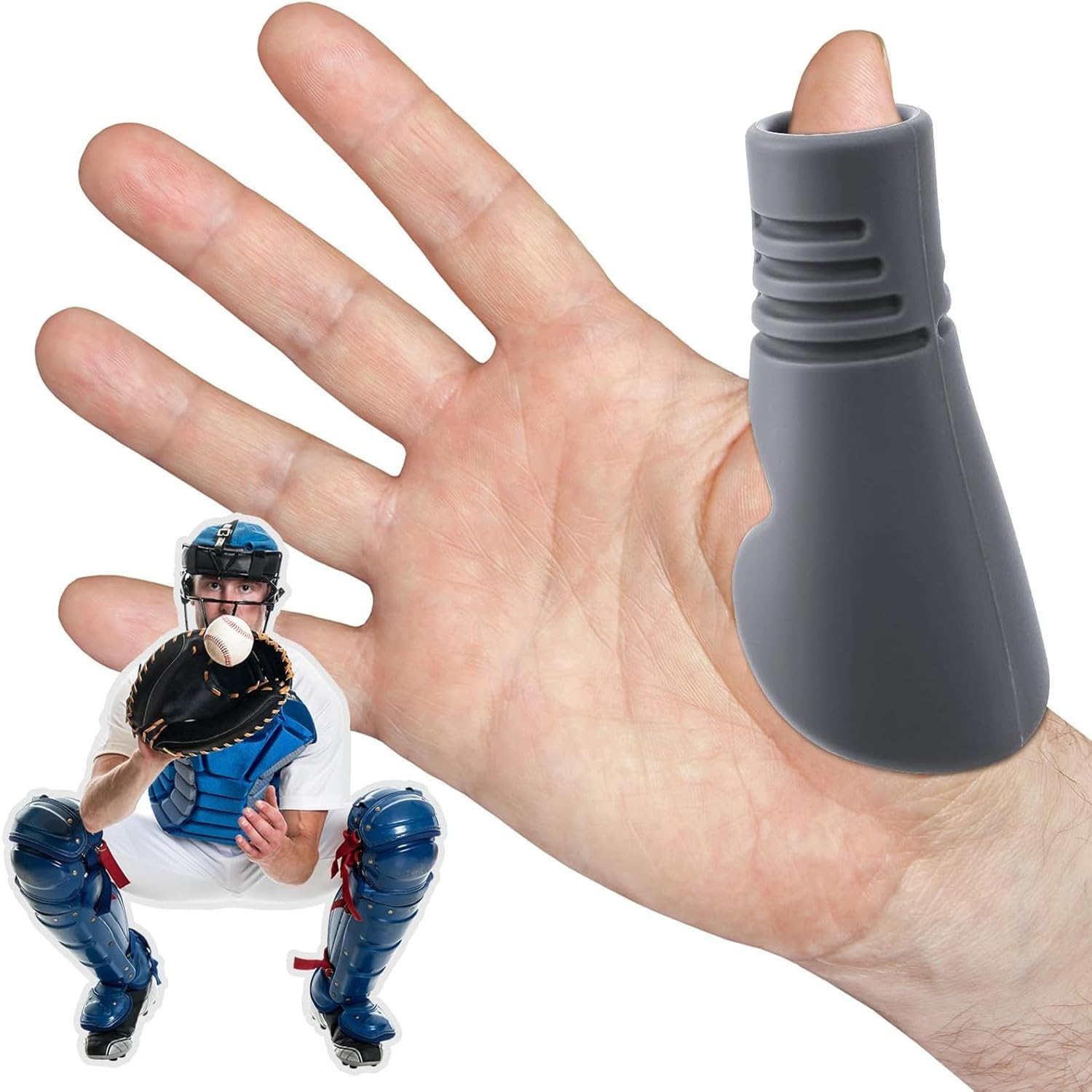 Thumb Guard for Baseball & Softball, Silicone Protective Shield Softball Pro Hitter Catcher Gear Thumb Protector Batting for Hand Injury Prevention(Large)
