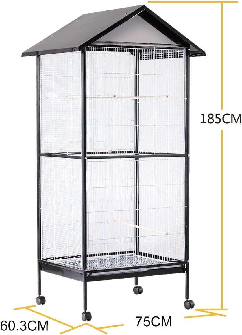 Pet Scene Large Bird Cage Wheeled, 185CM Tall Bird Cage Stand with 4 Perche for Parrot,Cockatiel,Canary image number 3
