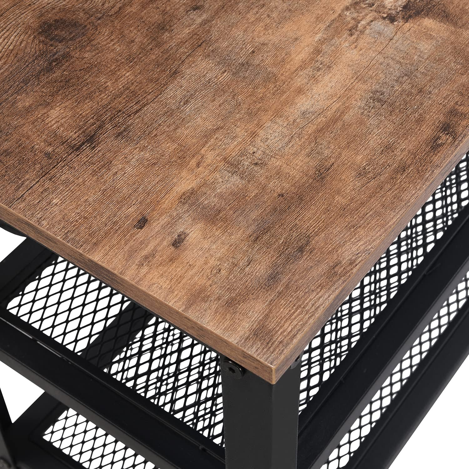 Shoe Bench, 3-Tier Shoe Rack with Storage Organizer Seat, Shelf Storage Bench with Metal Mesh Shelves, 100Cm Entry Bench for Entryway, Living Room, Hallway, Industrial Style, Rustic Brown image number 6