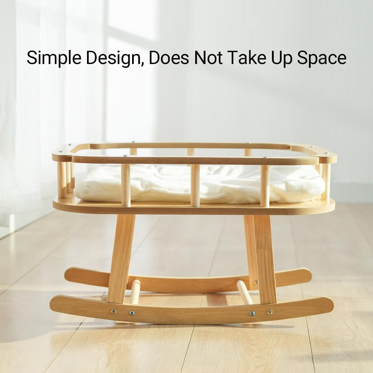 AIMALL Cat Bed Wooden Pet Hammock Four Seasons Swing Cradle, Large Size Rocking Cat Nest, Comfortable and Durable with Soft Cushion for Indoor Cats image number 3