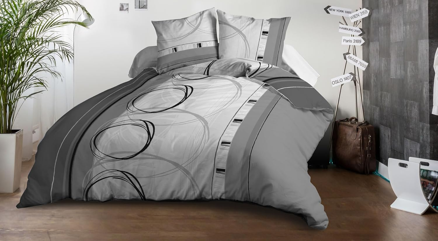 Le Linge De Jules Duvet Cover 220 X 240 Cm + 2 Pillowcases Microfibre Soft and Durable Easy Care Freewheel Grey image number 3