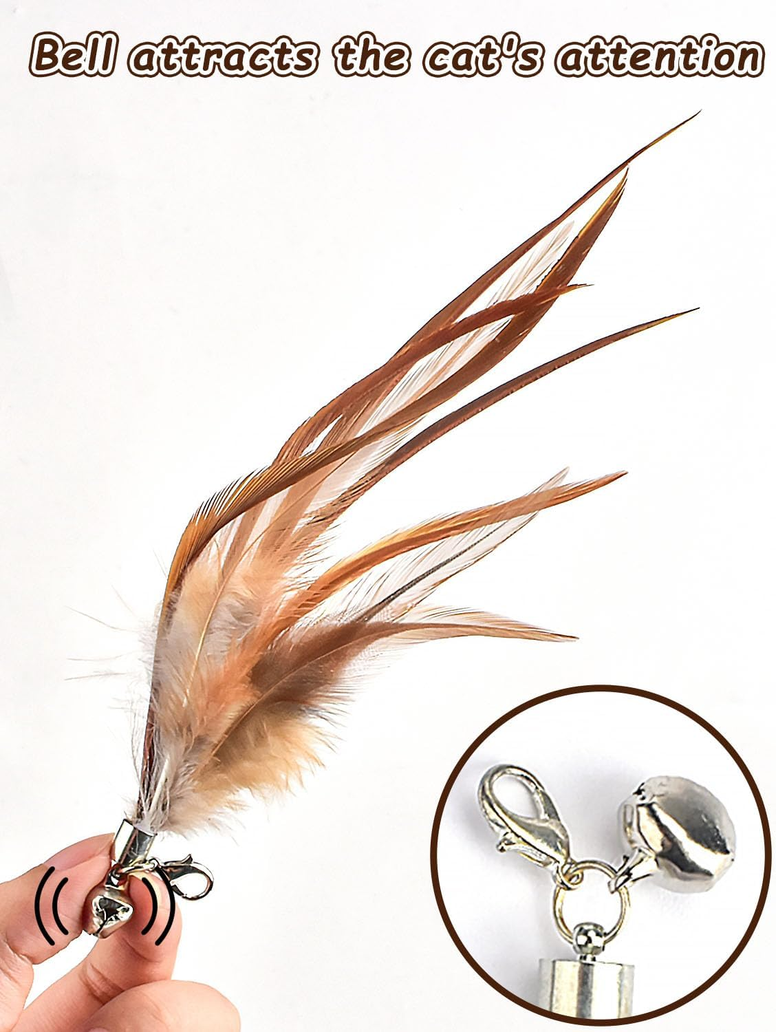 Cat Feather Toys Refills Cat Wand Replacement Feathers 6 PCS Handmade Cat Toy Feather Refills for Cat Wand Attachments Interactive Feather Cat Toy for Indoor Cats