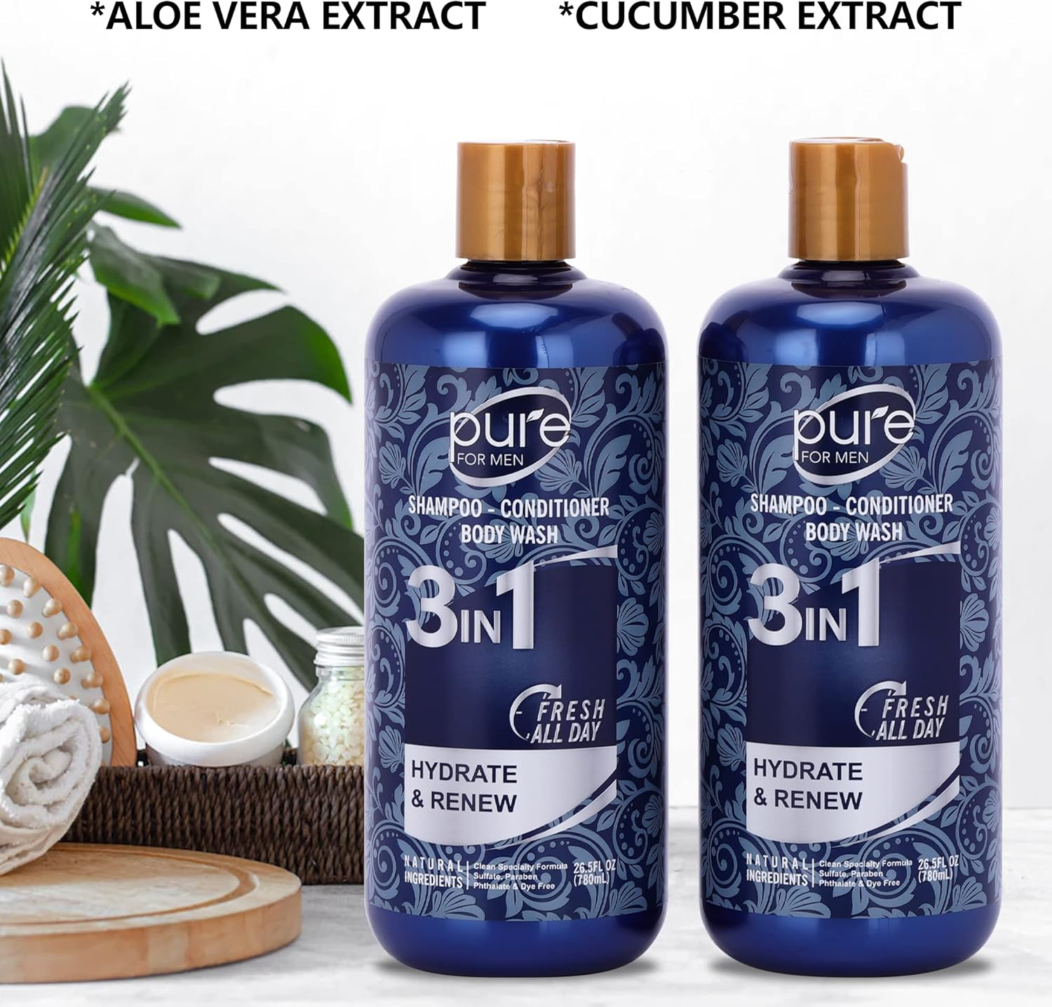 3-In-1 Men'S Shower Gel, Shampoo and Face Wash - Paraben & Sulfate Free, Keeps You Fresh All Day! 2 Pack. image number 5