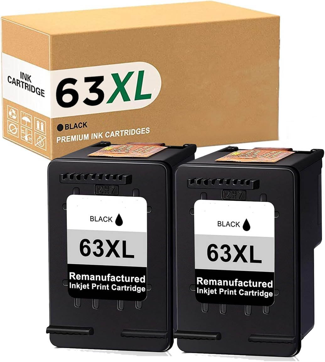63XL 63 XL Ink Cartridges Compatible for HP Envy 4510 4512 4520 4522 Deskjet 3630 3632 2130 2131 1110 Officejet 3830 4650(2 Black) image number 4