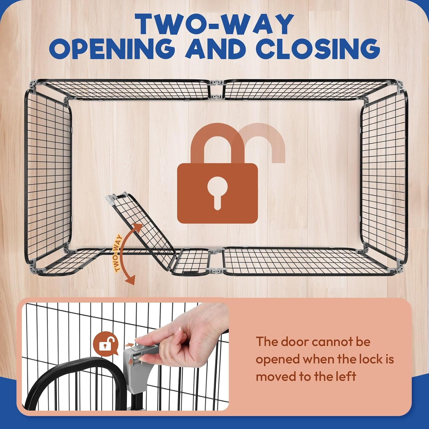 Pet Scene 32" Large Dog Kennel Cage 6 Panels, Pet Playpen DIY Pet Fence Puppy Pen Rabbit Playpen Crate Ferret Guinea Pig Bunny Barrier Gate Outdoor Indoor image number 6