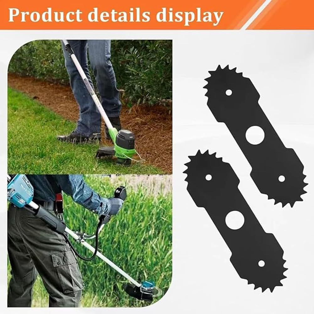 2 Pcs Lawn Mower Edger Blades with Teeth Lawn Trimming Machine Blade Compatible with Ryobi Edger RY13050 RY13050A RY15518 RY40030 8-3/4" Length 1" Center Hole (Black) image number 5