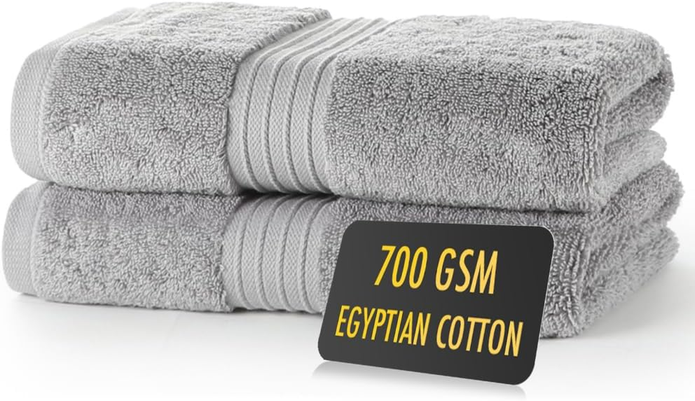 ALSAP Grey Hand Towels Pack of 2 - Ultra Soft Super Absorbent 700 GSM Egyptian Cotton Towels - Bathroom Linen Sets - Luxury Hotel Quality Cotton Hand Towels Set Convenient Size 50X85Cm image number 3