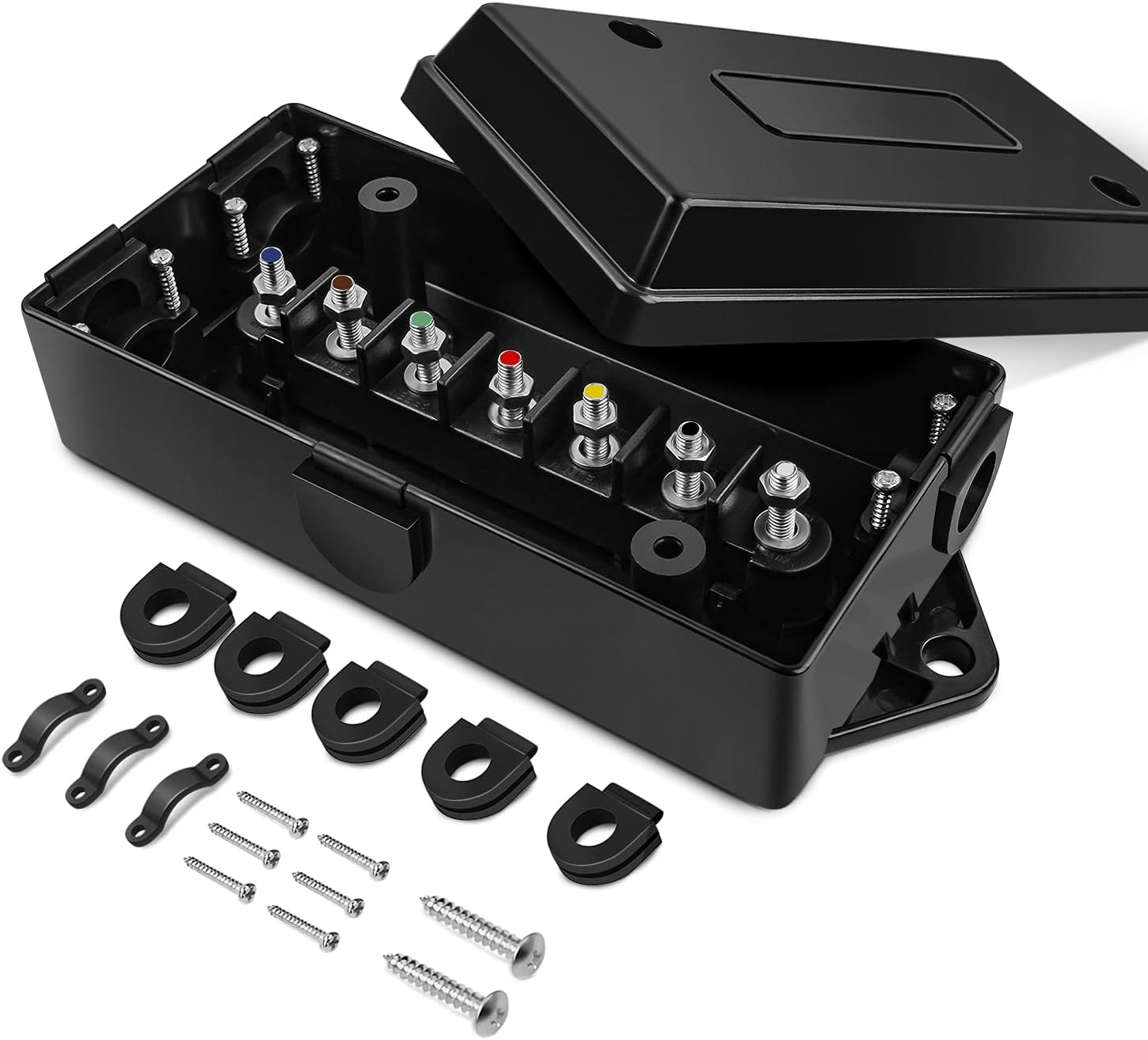 Nilight - 50048R 7 Way Electrical Trailer Junction Box 7 Gang Trailer Wire Connector Junction Box Weatherproof for Rewiring Camper RV Caravans Boat 7 Pole Cable Connection Box image number 5