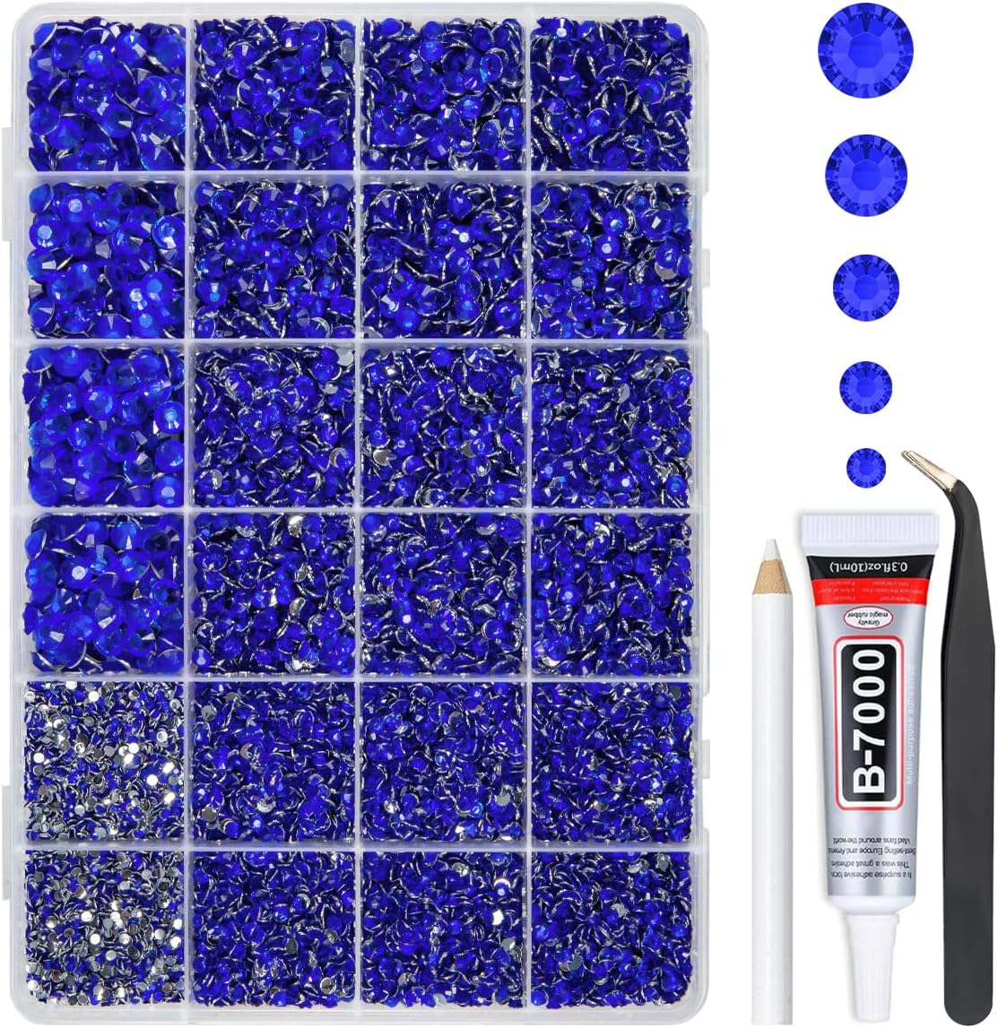 Qiipii Dark Blue Crystal Resin Rhinestones W B7000 Glue for Bedazzling Crafting 2Mm-6Mm Sapphire Flatback Stones Diamonds Crystals Gems Bedazzler Kit for Nails Face Eyes Makeup Tumblers Bottles Crafts image number 4