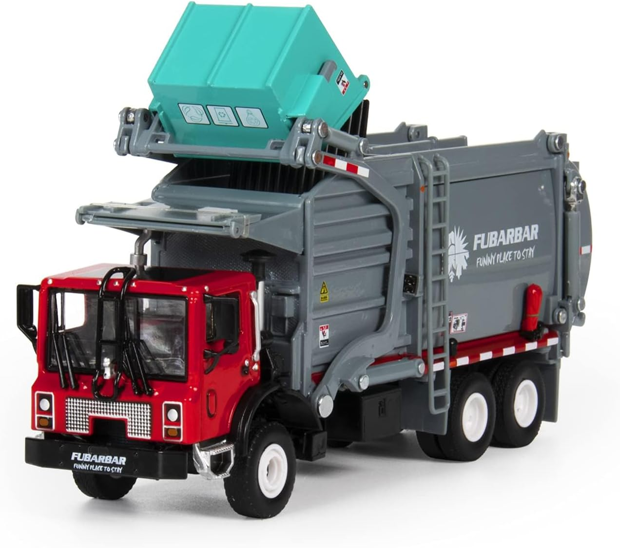 Hobby Crazy Diecast Bin Truck Rubbish Recycling Material Transporter 1:24 Scale KDW 625040 Detailed Diecast Alloy Interactive Garbage Tipping for Kids and Collectors image number 6