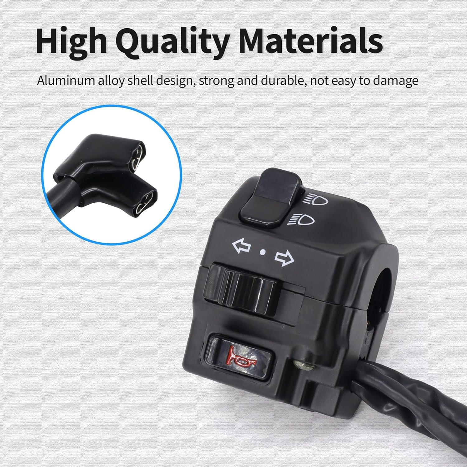 Hisport Black Universal Aluminum 7/8" 22MM Motorcycle Switch Handlebar Motorbike Horn Turn Signal Headlight Control Buttons image number 5