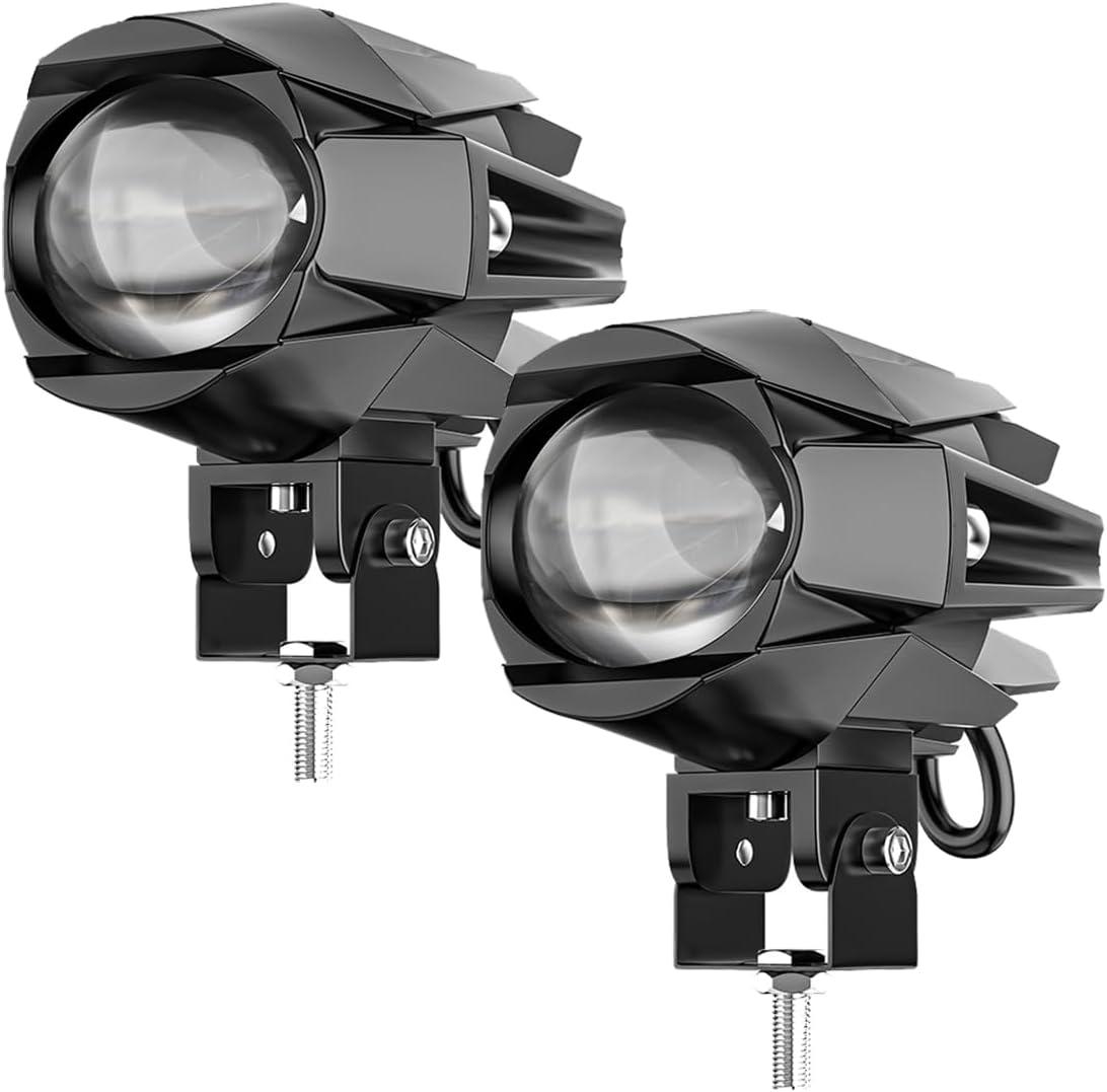 RUNEWAX Motorcycle Auxiliary Performance LED Driving Spotlights White/Amber Fog Light Kits Flash with Mount Brackets Waterproof IP67 32W, Pack of 2 image number 1
