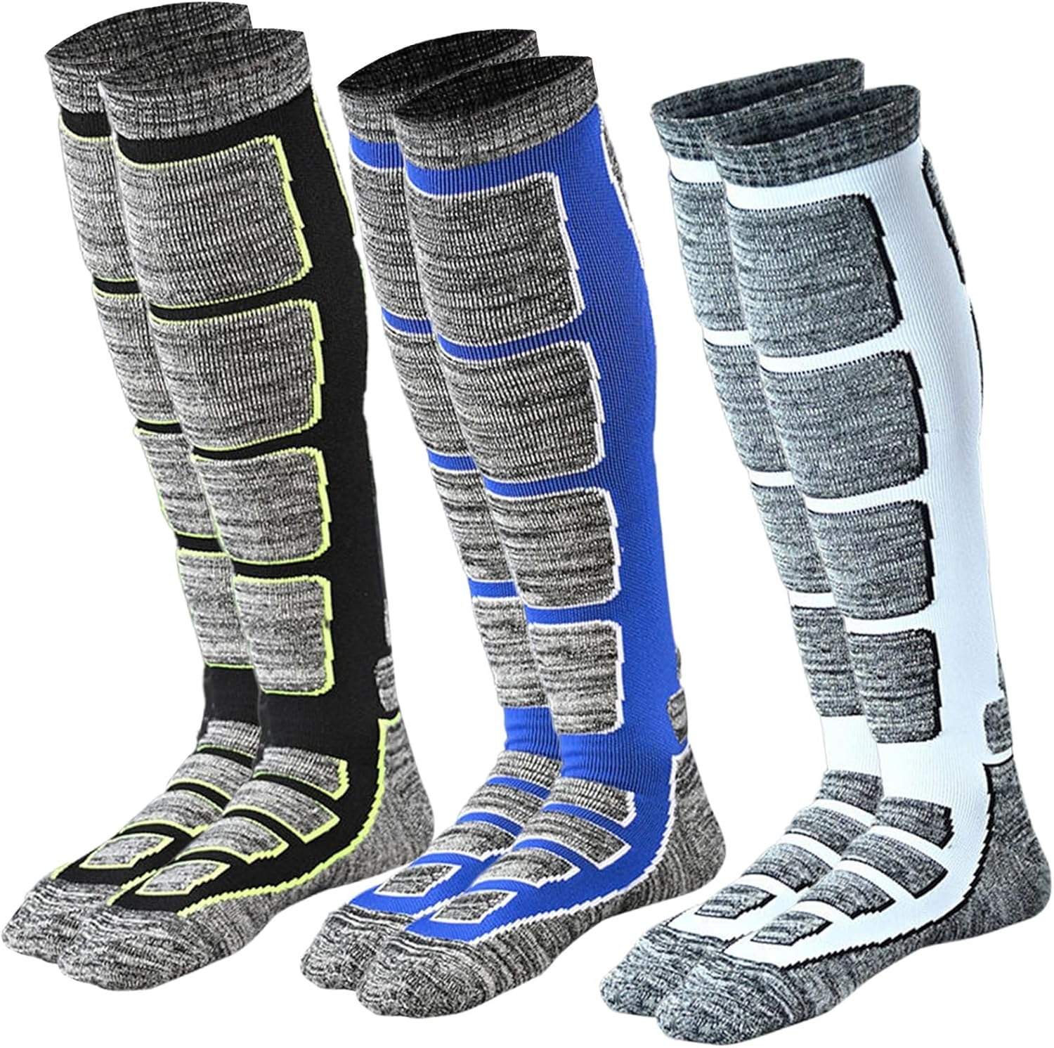 Dress Cici Ski Socks for Winter for Cold Feet, Thick Cushioned Knee High Cold Weather Socks to Keep Feet Warm (3 Pack)
