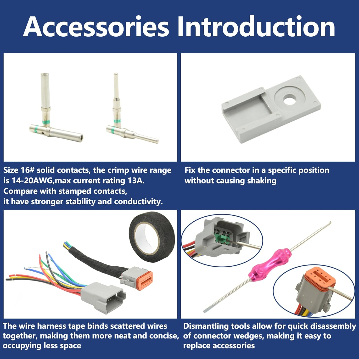 416 PCS Deutsch DT Connector Kit,2 3 4 6 8 12 Pin Automotive Connectors,With Crimping Pliers (14-20AWG) and Connector Removal Tool,Ip67 Rated Gray Waterproof Housing Set,Deutsch 16# Solid Contacts image number 2