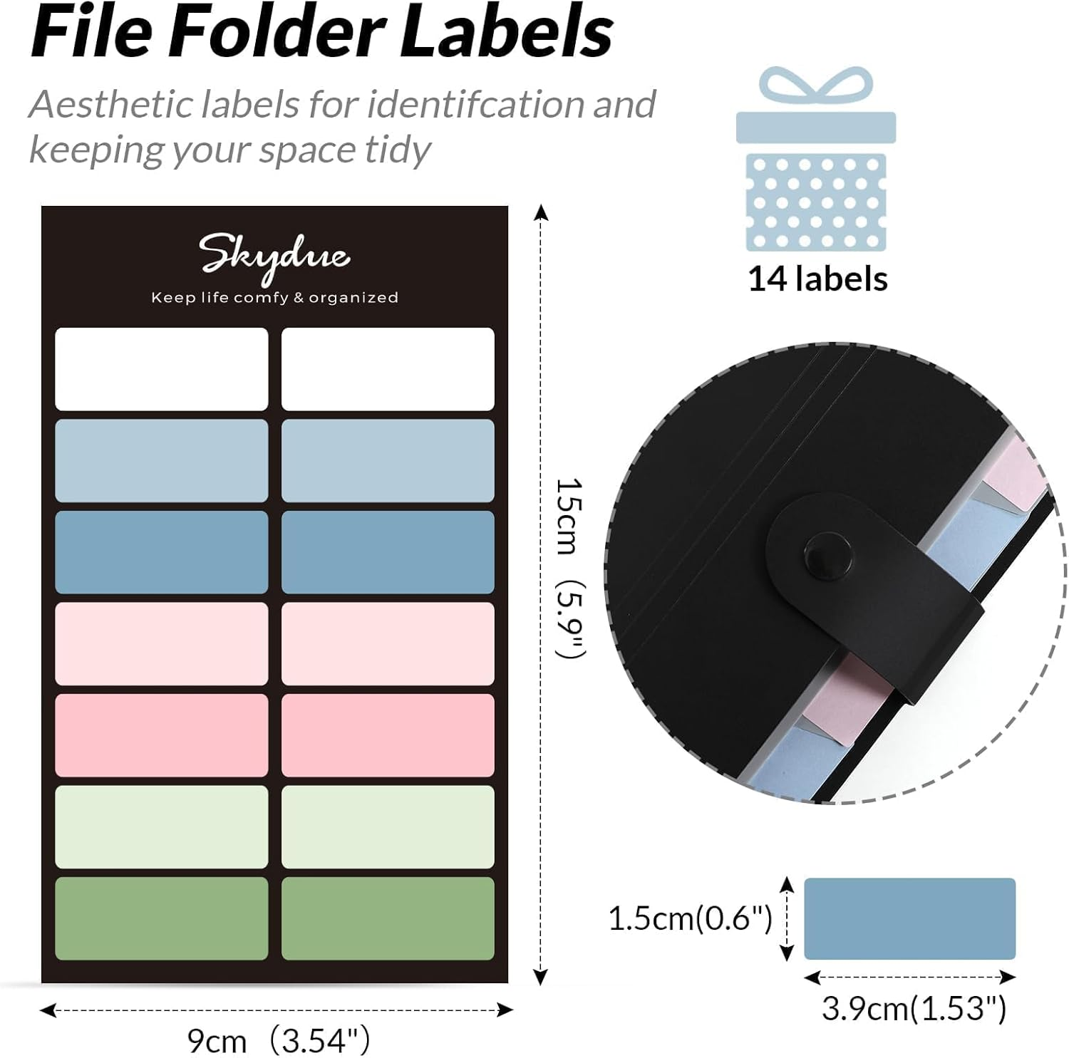 SKYDUE 8 Pockets Expanding File Folders, Accordion Folders, Portable Paper Bill Receipt Organizer, Letter Size, Home College School Office Supplies, Black image number 3