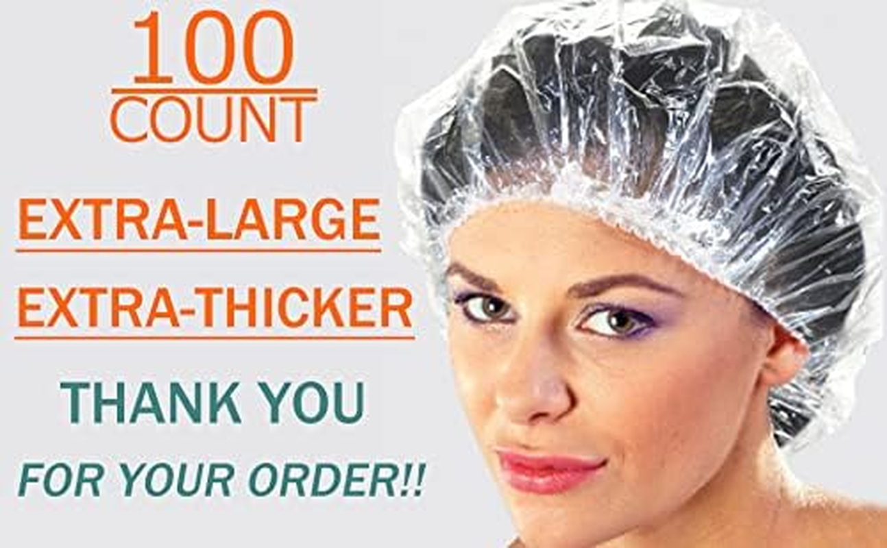 100+10 Disposable Clear Mop Mob Caps Clipped Hair Head Cover Shower Cap Plastic for Beauty Salon,Food Service,Hospitals,Laboratories,Manufacturing or Spray Tanning image number 3