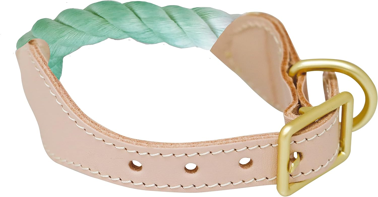 Croci Sorbetto Green Rope Dog Collar Small Medium Adjustable Heavy Duty Large 38-47Cm