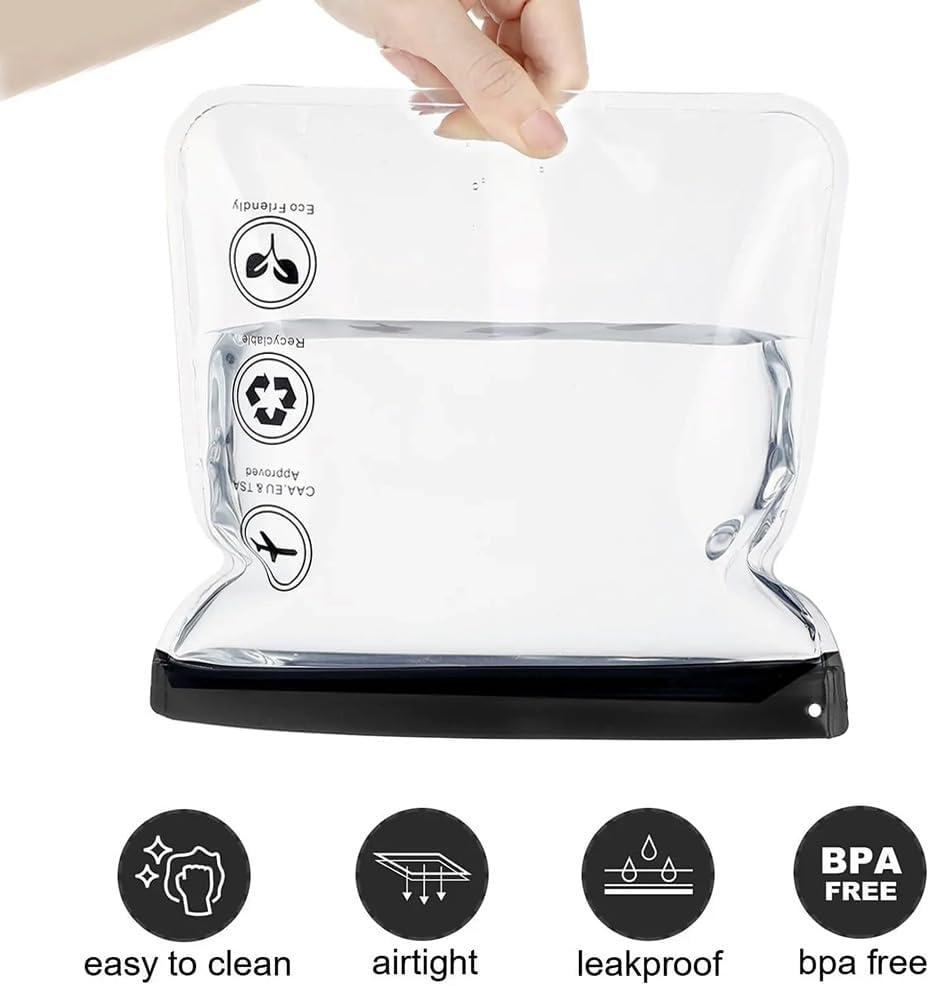 3Pcs Approved Toiletry Bag,Leakproof Airport Security Liquid Bags Trip Accessories Makeup Essentials Clear for Men Women - Black image number 2