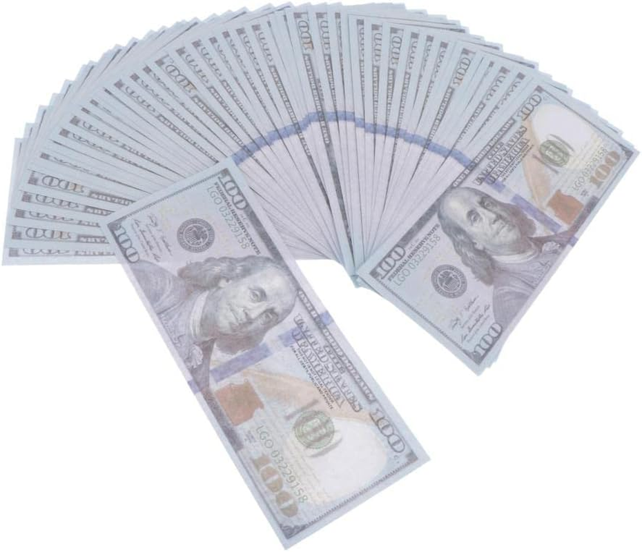 Eigell 50Pcs US 100 Play Bills - Paper Bills - Looks like Money - Teach, Counting and Math with Play Money New