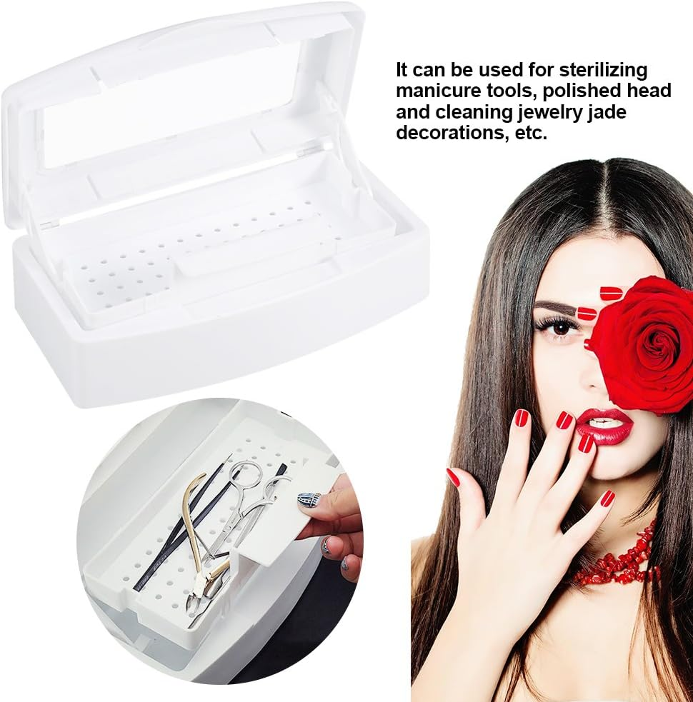 Nail Art Sterilisation Box, Nail Tools Sterilisation Pot Sterilisation Box Disinfectant Container Manicure Tools with Removable Tray for Salon/Home/Hairdresser image number 5