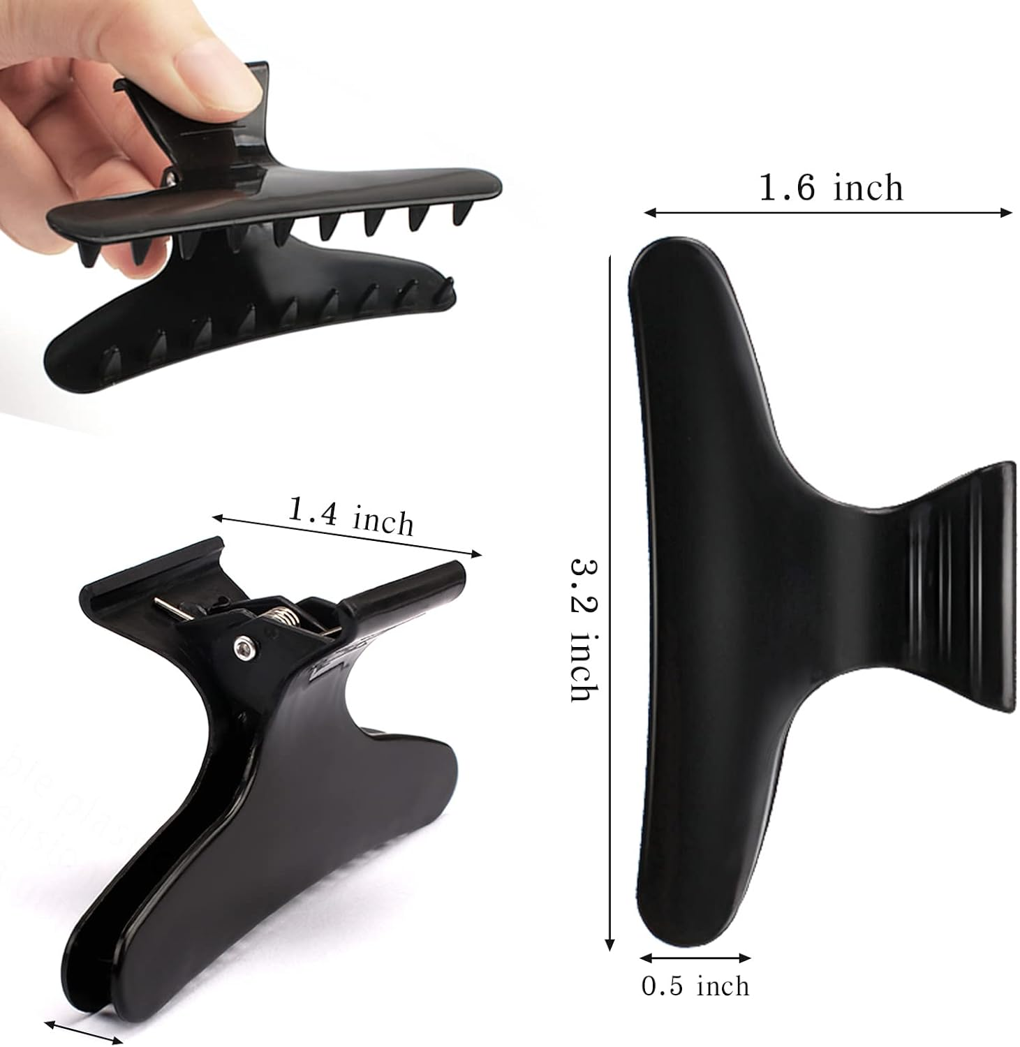 BAHABY Hair Clips for Styling Sectioning 12 Pack Black Butterfly Clamps Hair Claw Clips Pro Salon Hair Clips for Styling, Sectioning, Cutting and Coloring image number 3