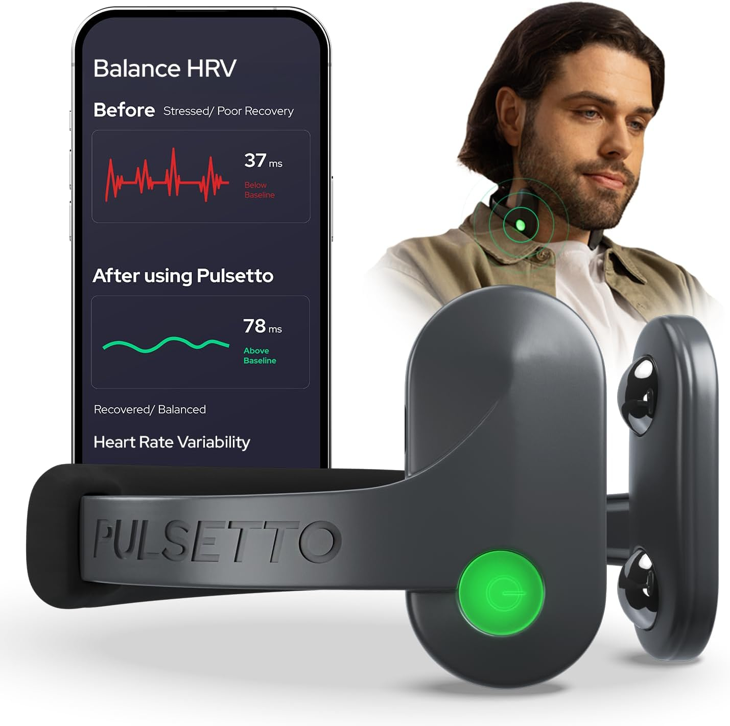 Pulsetto Vagus Nerve Stimulator for Burnout, Recovery, and Rejuvenation | Personalized Relaxation Device | Patented Neuro Wearable Sleep Aid for Long-Term Wellness and Stress Relief image number 4