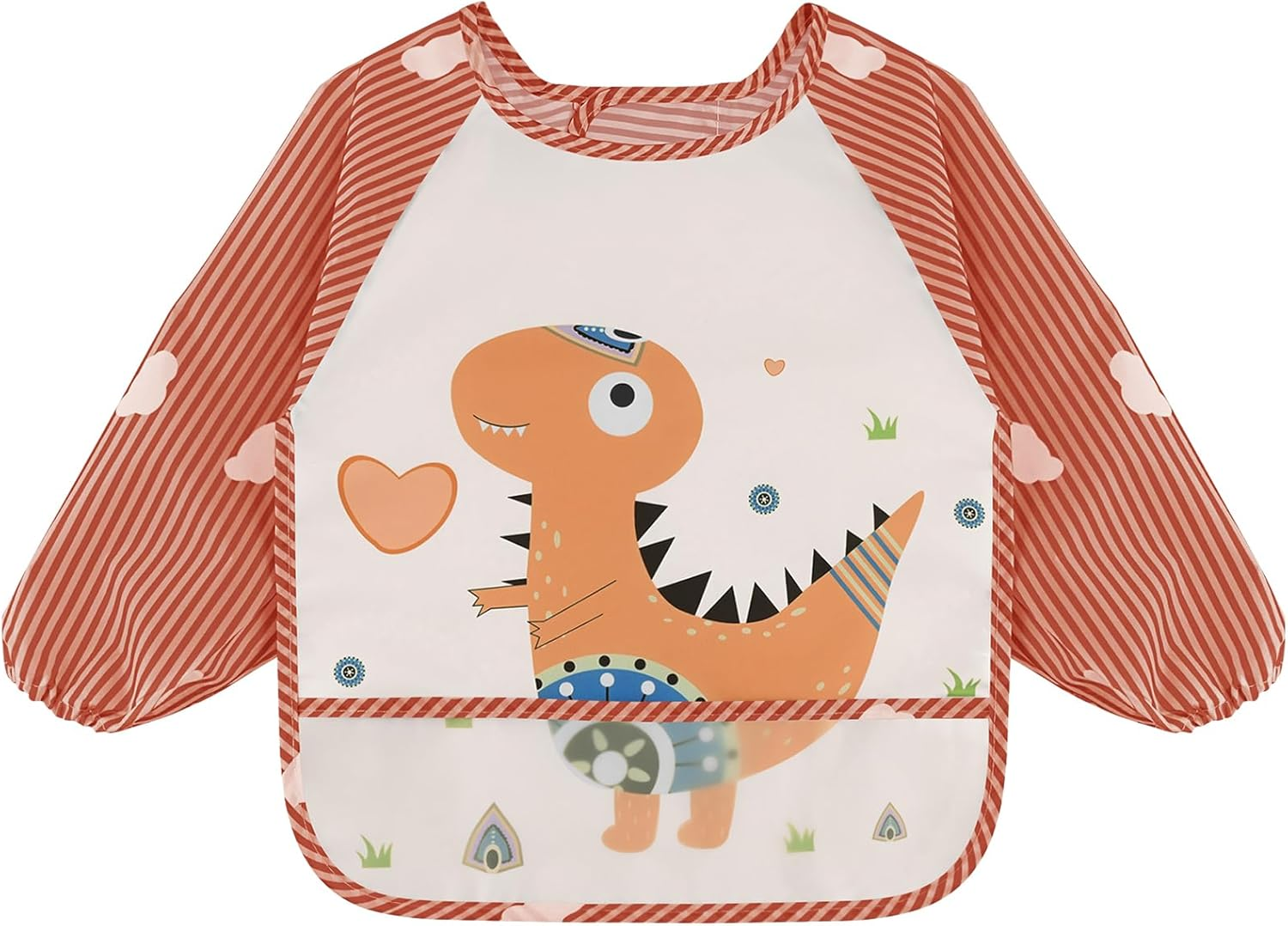 Vancle Baby Bibs with Sleeves, Waterproof Long Sleeve Bib Unisex Feeding Bibs Apron for Infant Toddler