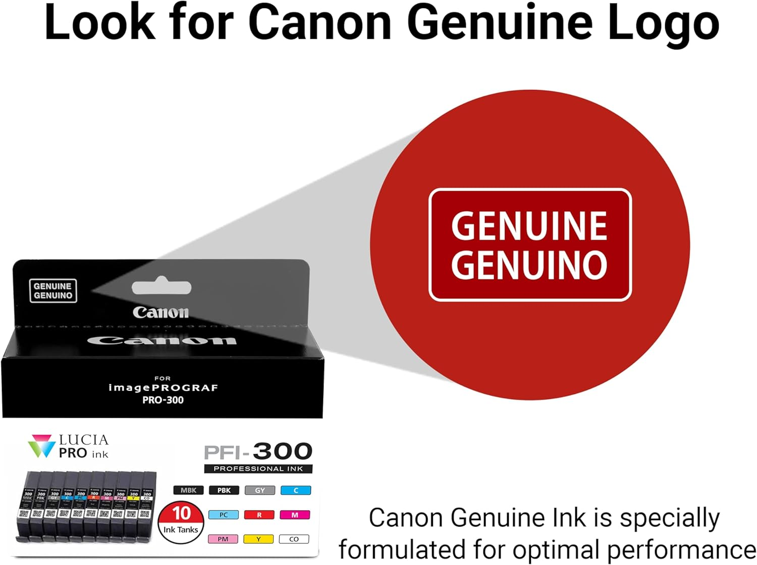 Canon PFI-300 Lucia PRO Ink, 10 Ink Tanks, Compatible to Imageprograf PRO-300 Printer, Multi, Standard (4192C007) image number 2