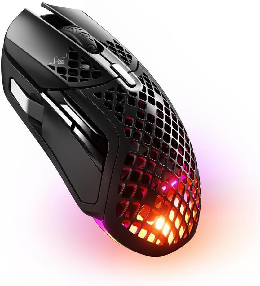 Steelseries Aerox 3 Wireless Onyx 6-Button 68G Gaming Mouse - 180 Hours Lag-Free - Fast-Charging 15Mins > 40 Hours - IP54 Water Resistant - 18K CPI Optical Sensor - Prism 3-Zone RGB Illumination