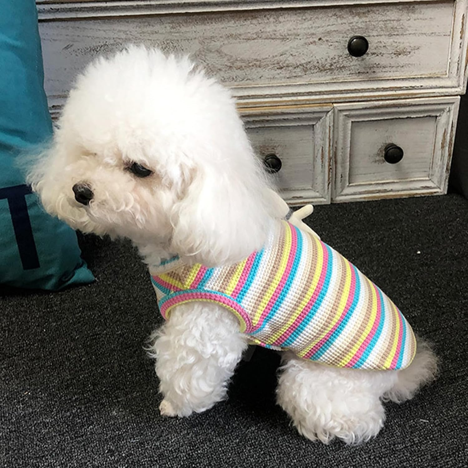 Dog Summer Vest, Stylish Cute Breathable Cat Cotton Striped Tank Tops, Dogs Breathable Sleeveless Vest Lightweight Soft Dog Cooling Vest for Daily Outdoor Travel Camping Walking(2Xl)