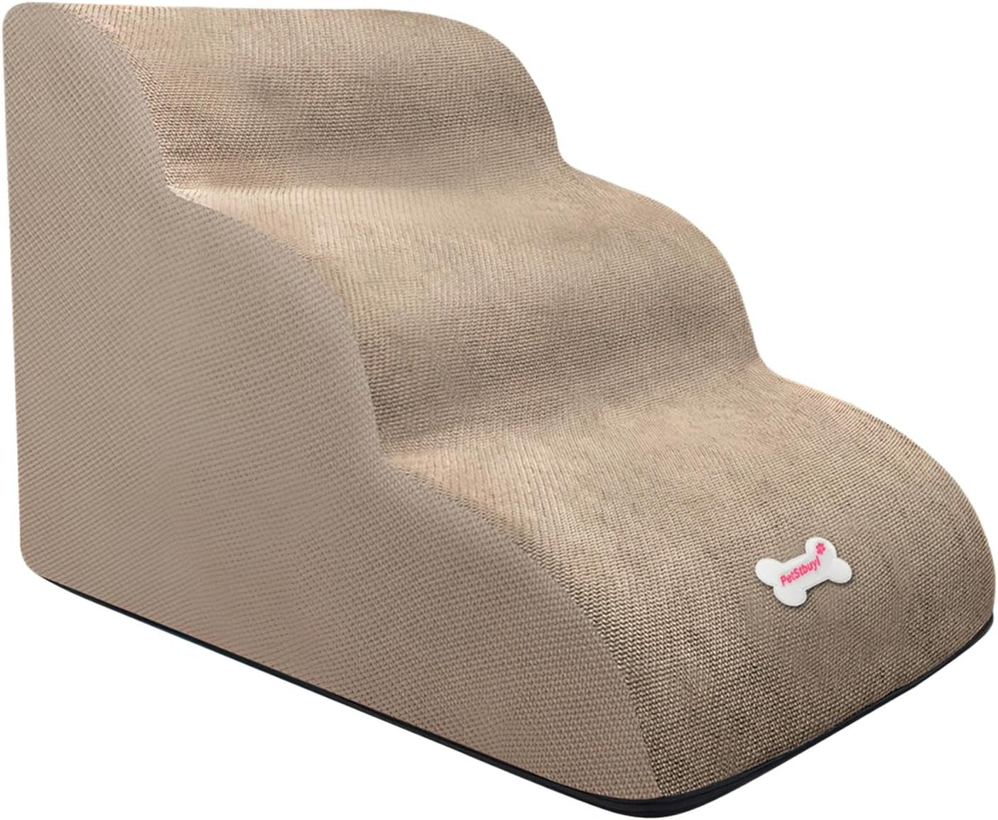 B Baosity Pet Dog Stairs Dog Climbing Ladder 3 Steps Dog Ramp for Older Dogs Portable Detachable Cover anti Slip Dog Steps Cat Stairs for Car High Bed, White