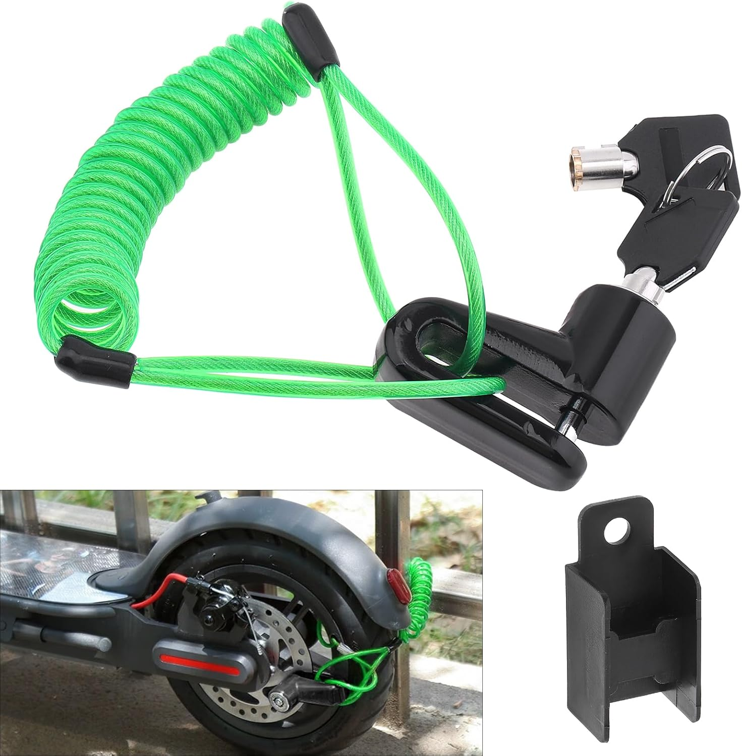 Windance 2PCS Disc Brake Lock with Reminder Cable 120Cm/47In, anti Theft Wheel Lock for Motorcycles Scooters Bicycles image number 2