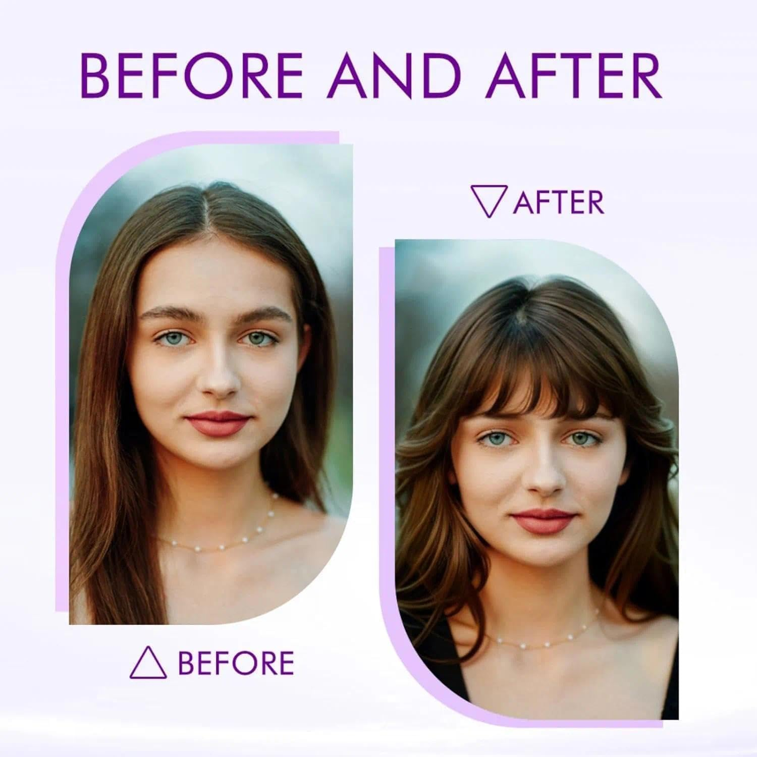 Natural Black Human Hair Extensions Clip in Wigs for Women with Bangs - Soft, Comfortable, Dyeable, Wispy French Bangs, Invisible Clip, Breathable Mesh, Secure Hairpieces by Ruibex image number 2