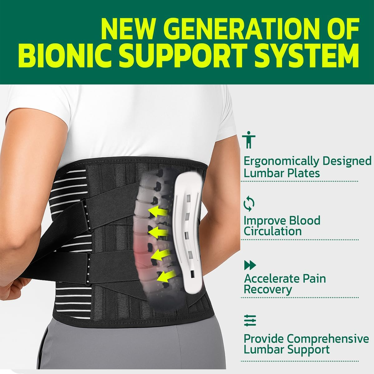 Back Support Brace for Lower Back Pain, Adjustable Lumbar Support Waist Brace, Sports Waist Belt for Men Women(Xl) image number 1