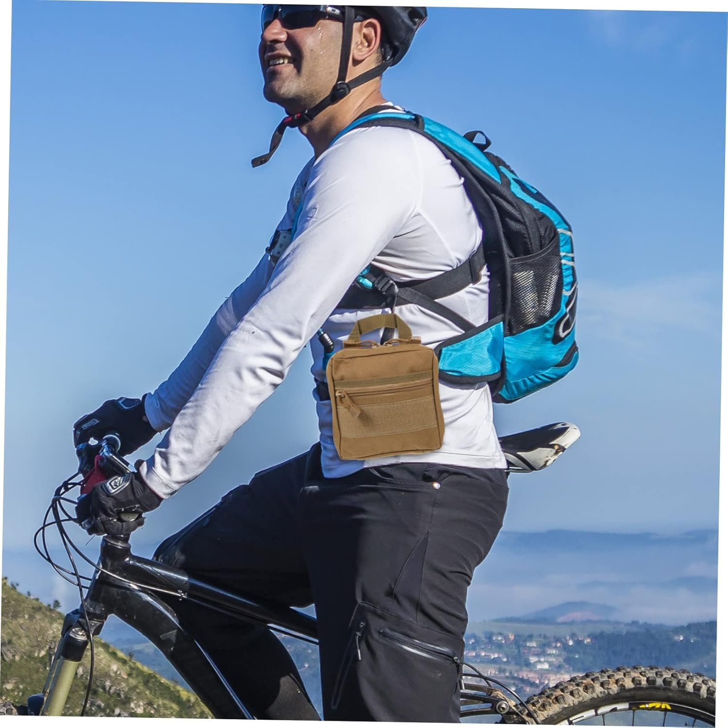 SHINEOFI Pocket Organizer Small Tool Pouch Durable Utility Bag for Travel Hiking Camping and Outdoor Storage Zippered Design for Secure Item Storage Compact and Portable Accessory - Khaki image number 2