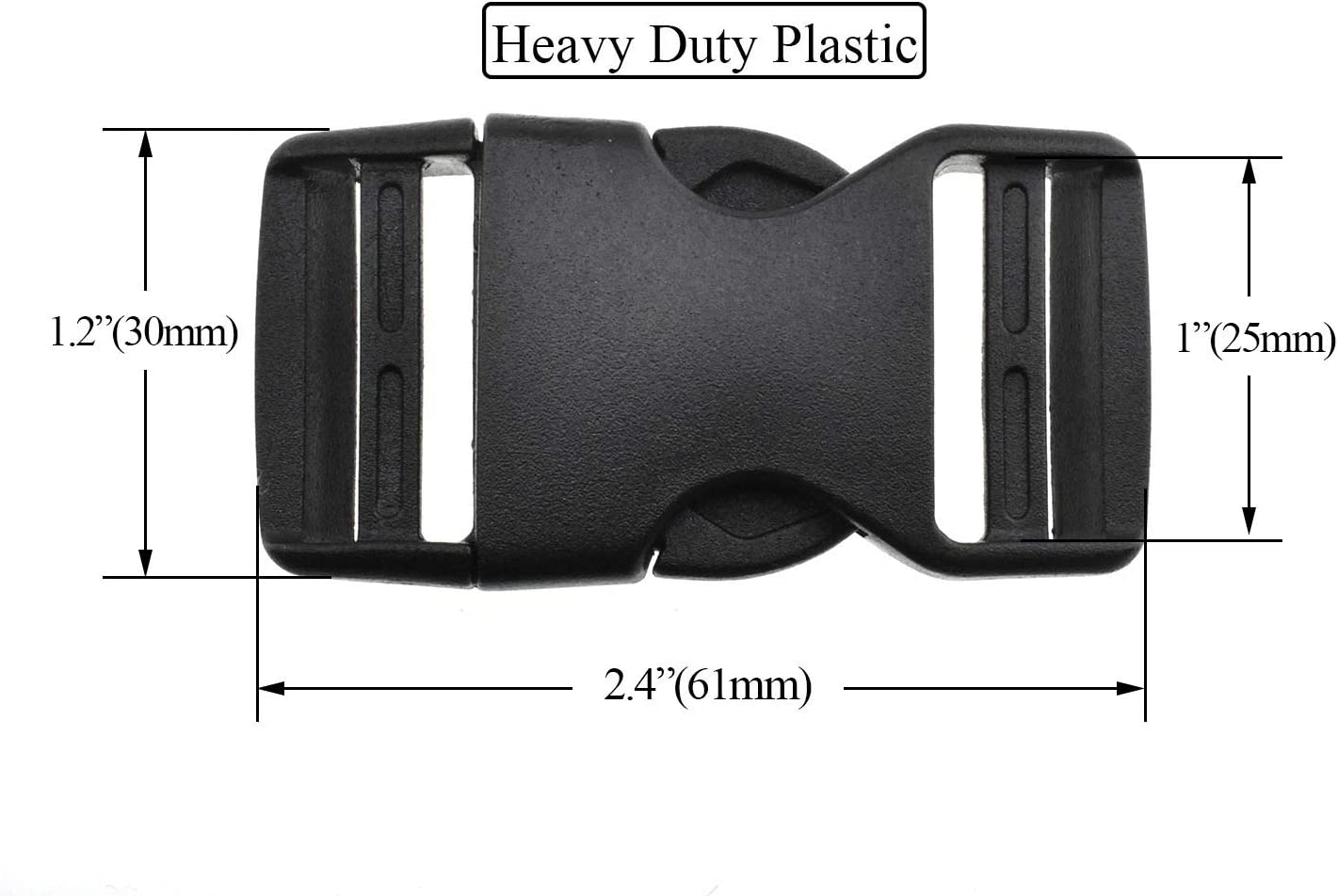 SGH Pro Quick Side Release Buckles Clips Snaps Dual Adjustable No Sewing Heavy Duty Plastic 1"/25Mm Wide 6 Pack for Nylon Strap Backpack Fanny Pack Webbing Belt Dog Collars Sturdy image number 3