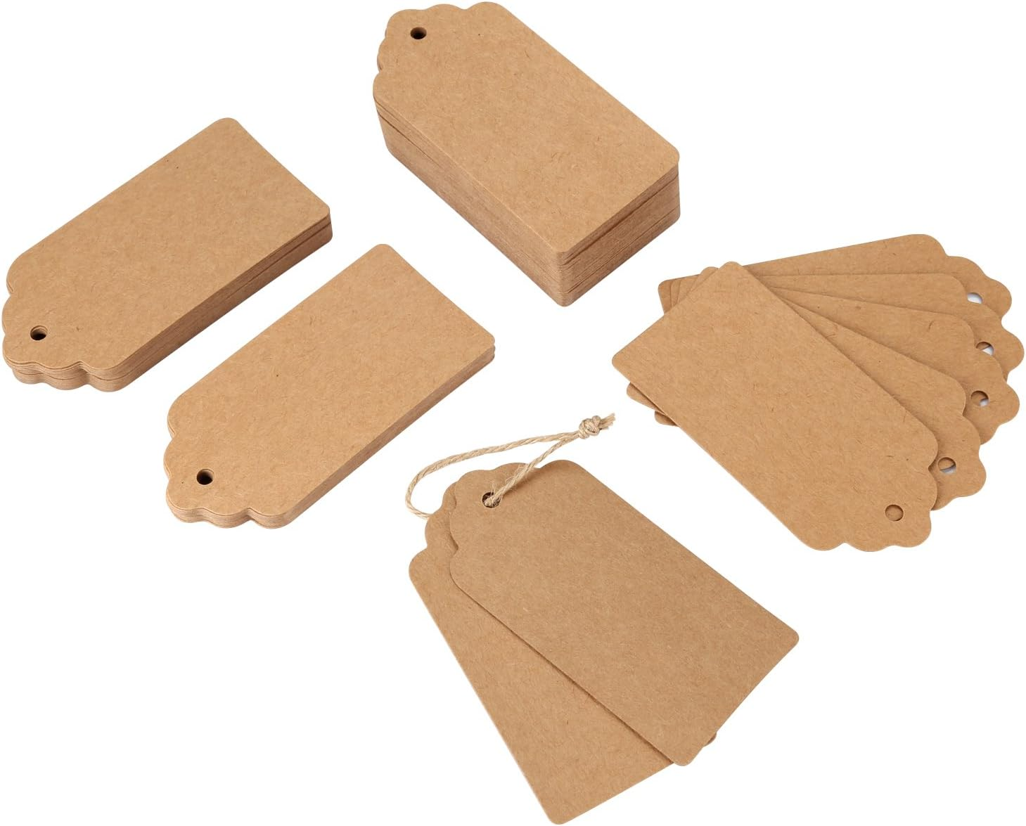120 PCS Kraft Paper Gift Tags Wedding Brown Rectangle Craft Hang Tags with Free 30M Natural Jute Twine image number 4