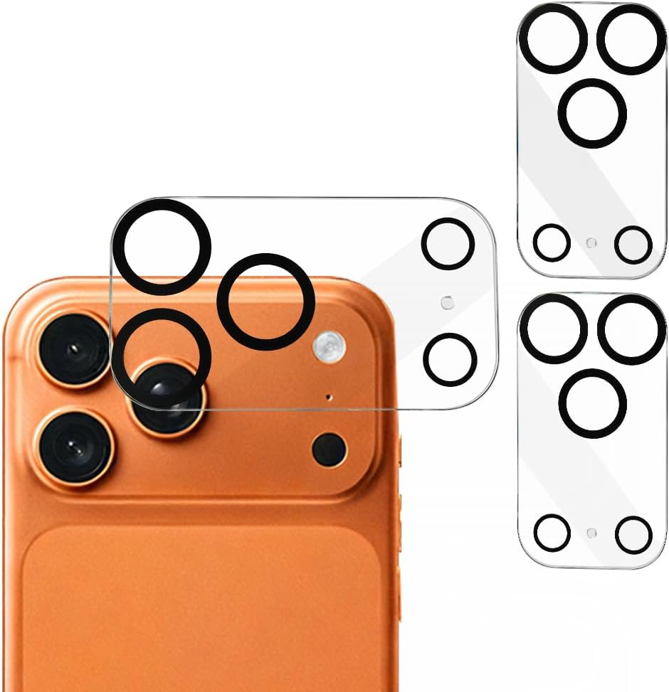 AOOSU 17 Pro Max/17 Pro Camera Lens Protector - 3 Pack [Top 9H+ Thin Tempered Glass] HD Invisible Tempered Glass Protectors Scratch Resistant Fit Camera,Does Not Affect Night Shots, Orange