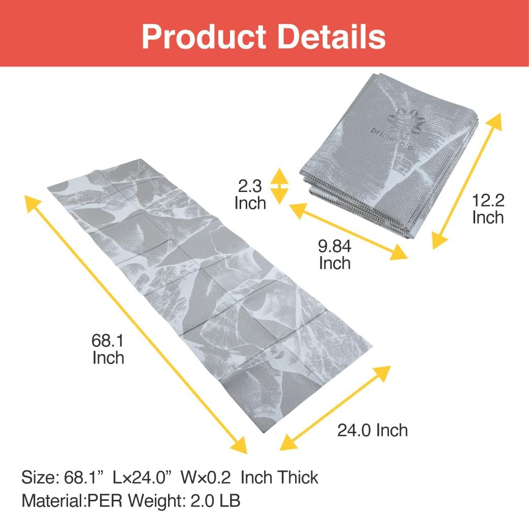 Primasole Folding Yoga Travel Pilates Mat Foldable Easy to Carry to Class Beach Park Travel Picnics 4Mm Thick - Marble Blue image number 5