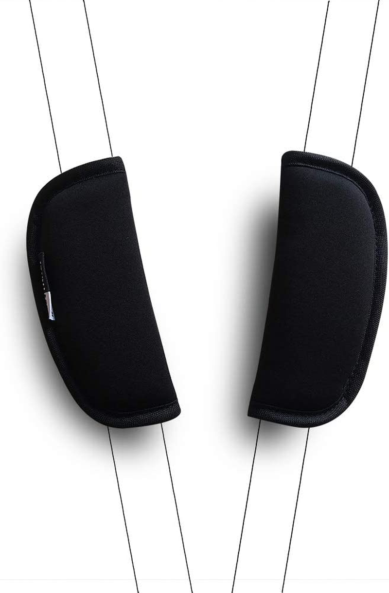 Seedfuture Baby Stroller Seatbelt Crotch Cushion Black 2 Piece, Universal Pram Belt Pads for Newborns Infants Kids, Pushchair Seat Belt Crotch Covers