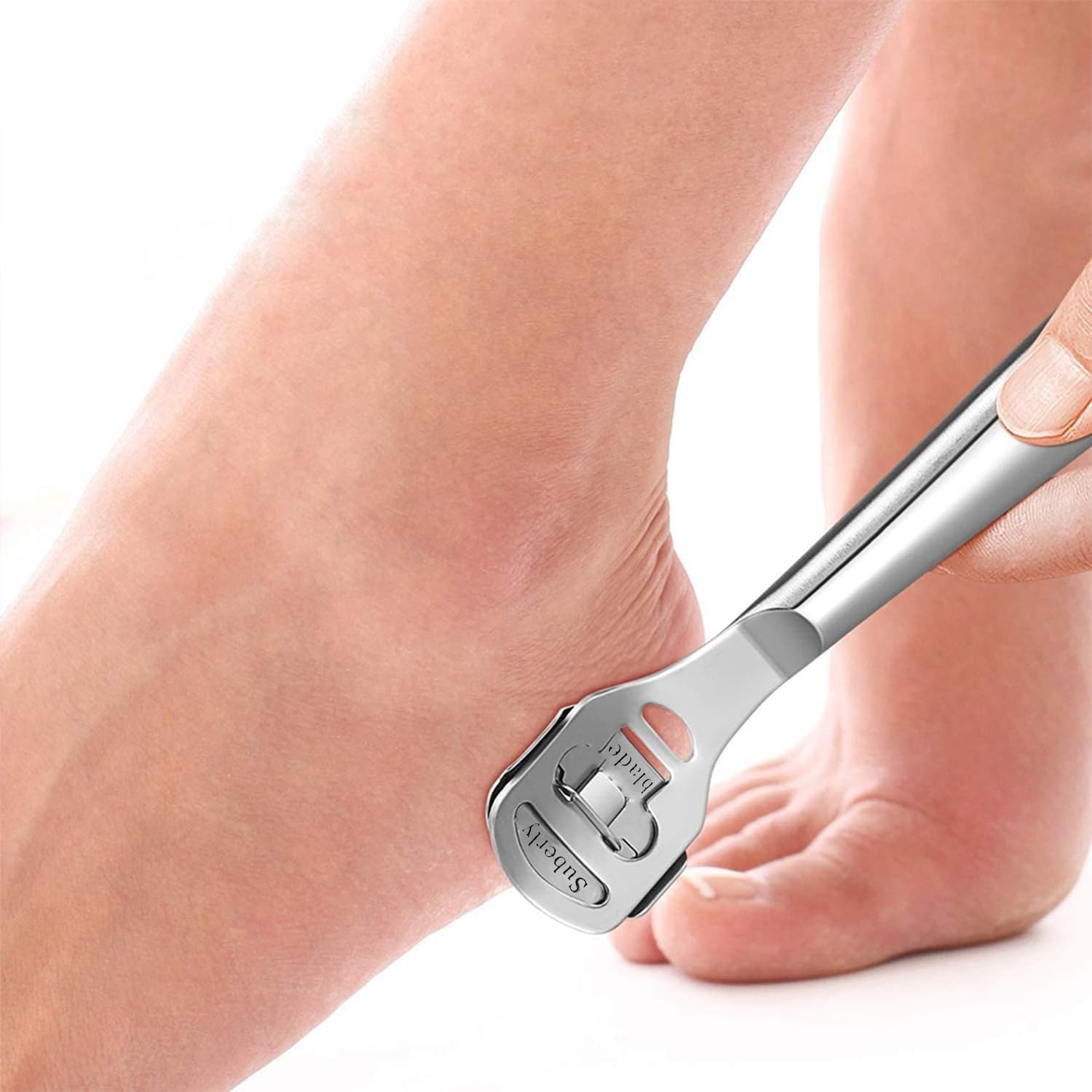 52 Pcs Callus Shaver Set,Funcyboo Callus Shavers Foot Care Razor Foot Shaver Pedicure Tools Heel Scraper for Feet (50 Replacement Blade &1 Stainless Steel Callus Shaver and 1 Foot File Heads) image number 2