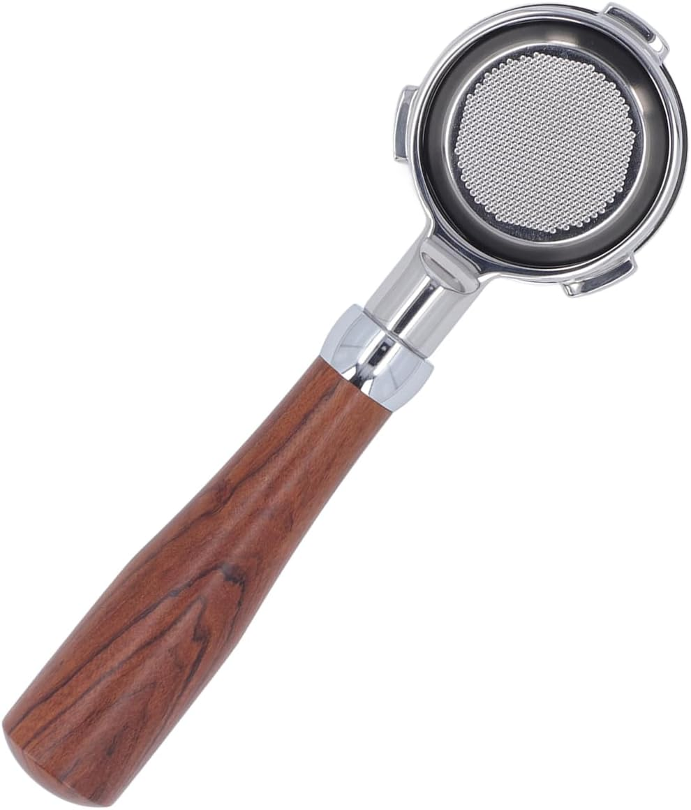Coffee Bottomless Portafilter, Removable 58Mm Bottomless Portafilter, Anti-Oxidation, Easy To, 3 Ears Solid Wood Handle for Coffee Shop (E Circle Rosewood) image number 4