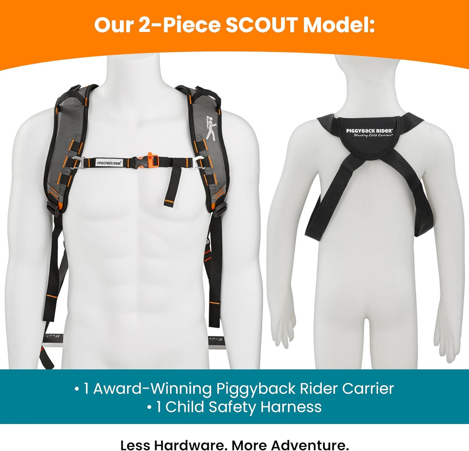 Piggyback Rider Scout Child Toddler Carrier Backpack for Hands-Free Hiking Trails, Camping, Fitness, Travel, Adventures Orange image number 6