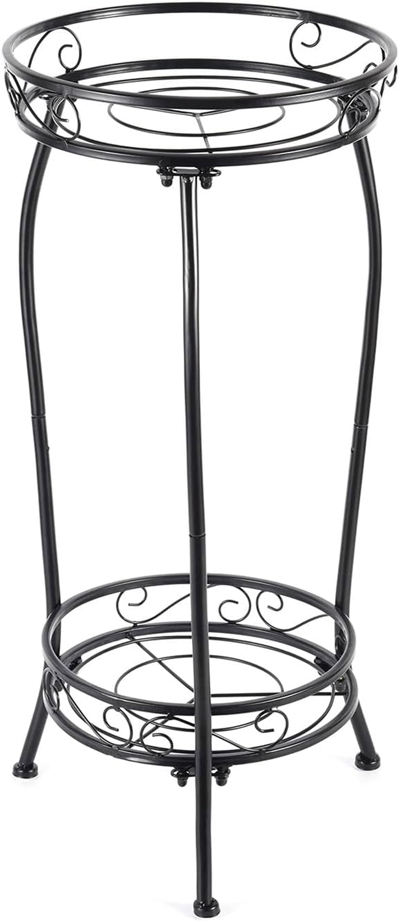 2-Tier Plant Stand, Tall Black Metal Plant Rack for Indoor & Outdoor, Rustproof and Stable Flower Pot Holder, Heavy Duty 69Cm Shelf for Multiple Plants