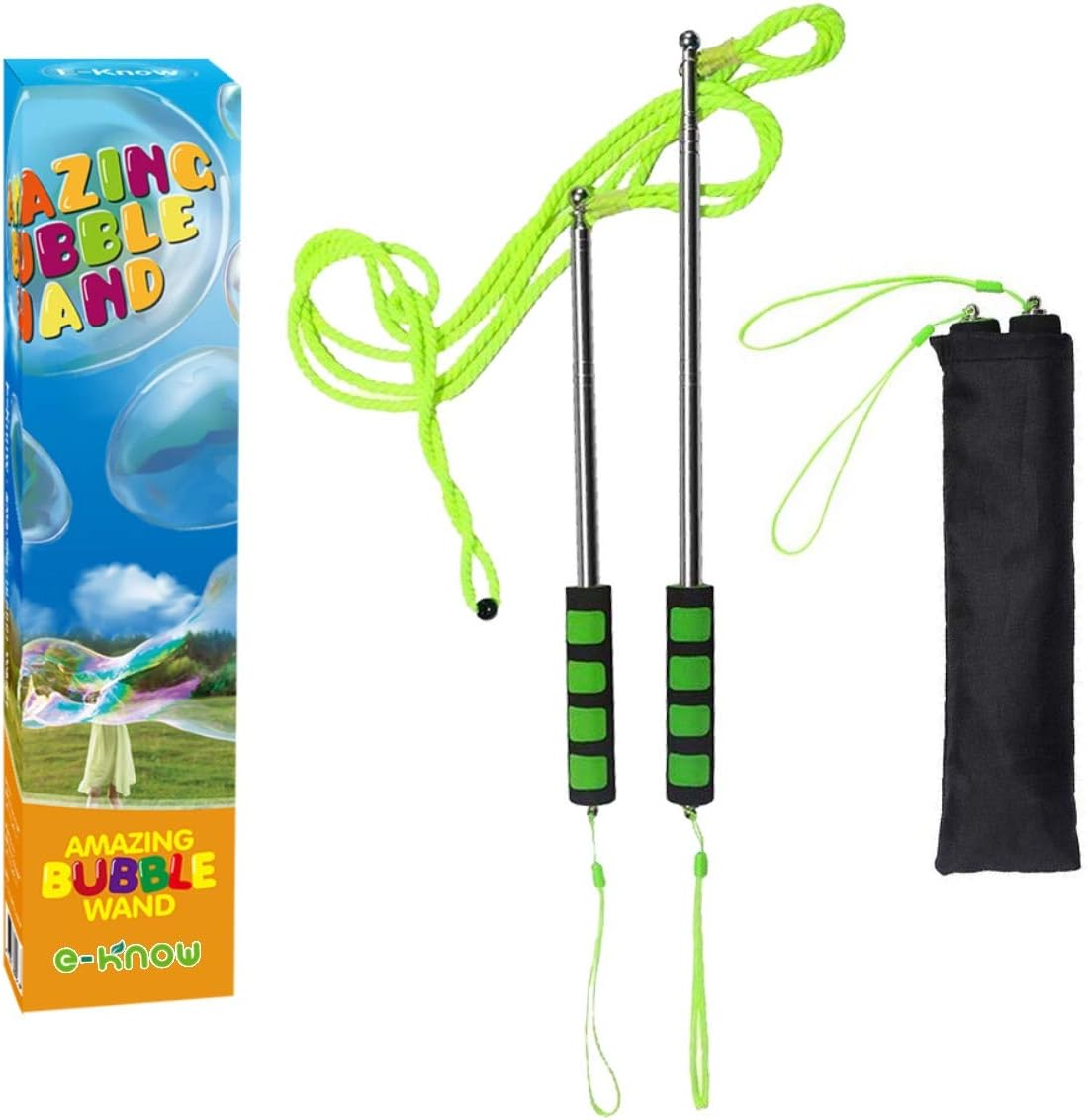 E-Know Bubble Wand,Stainless Steel Giant Bubble Wand Outdoor Toy for Kids Telescopic Design, Bubble Toys for Party, Works Best Bubbleventi Bubble Mix image number 5