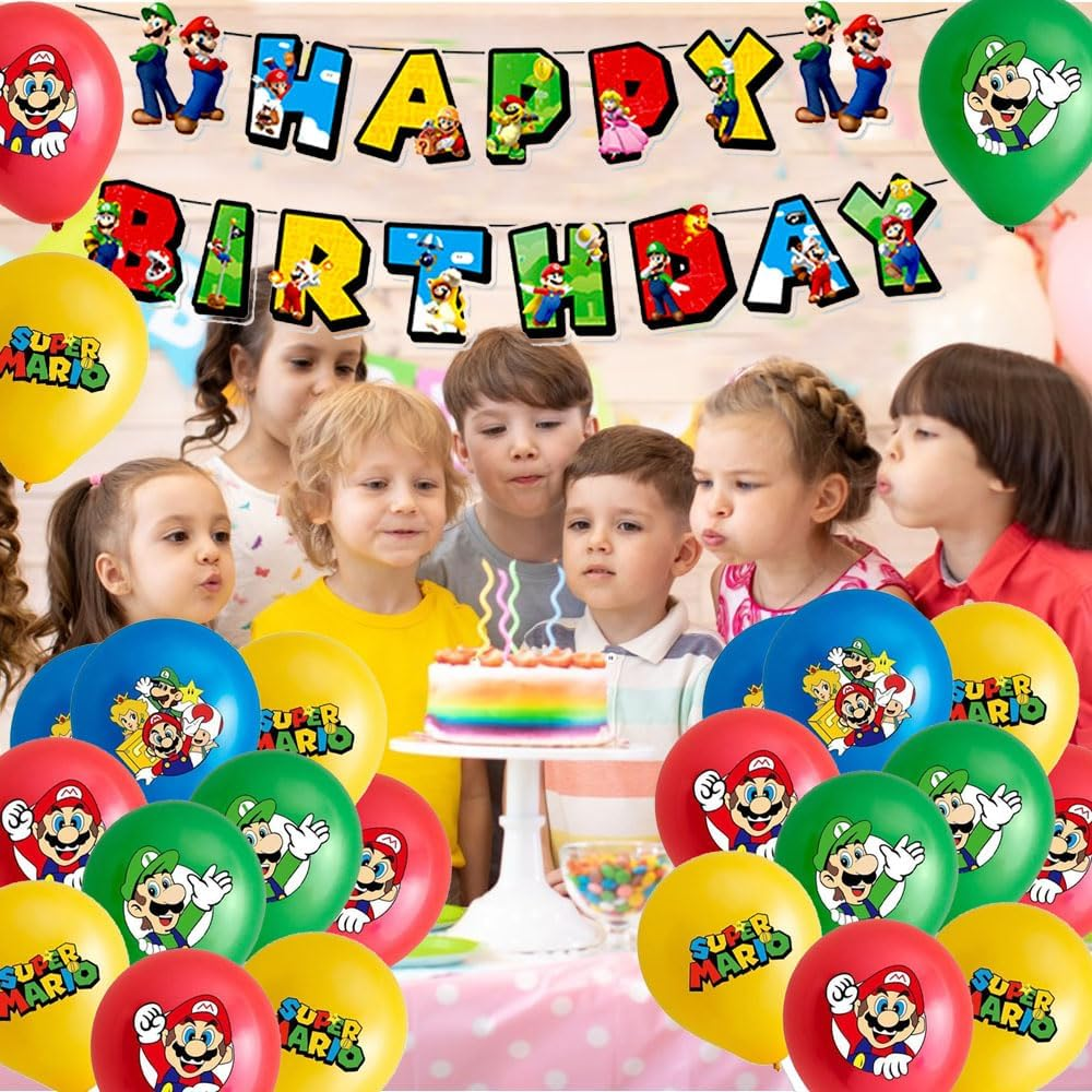 1Pcs Happy Birthday Banner 20Pcs Balloons Birthday Party Decorations, Party Latex Balloons for Kids Boys Girls Birthday Party Decoration