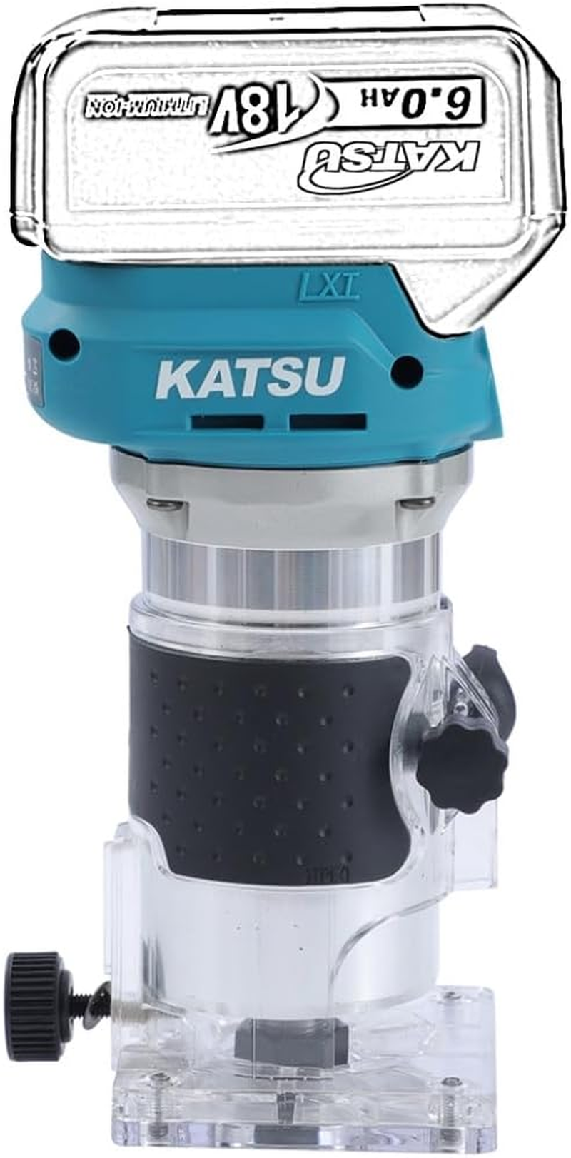 Katsu Fit-Bat 102770 18 V/21 V Brushless Cordless Router Wood Router Edge Milling Cutter with Trimmer Base, 3 Collets 1/4 Inch, 6 Mm and 8 Mm, without Battery and Charger image number 4