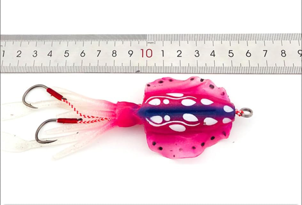 Js'Outdoors Fishing Lure Octopus for Saltwater, Soft Artificial Rigged Squid Jig Trolling Lures with UV Glow Sea Offshore, 15Cm Length Swimbait Vivid 3D Eye